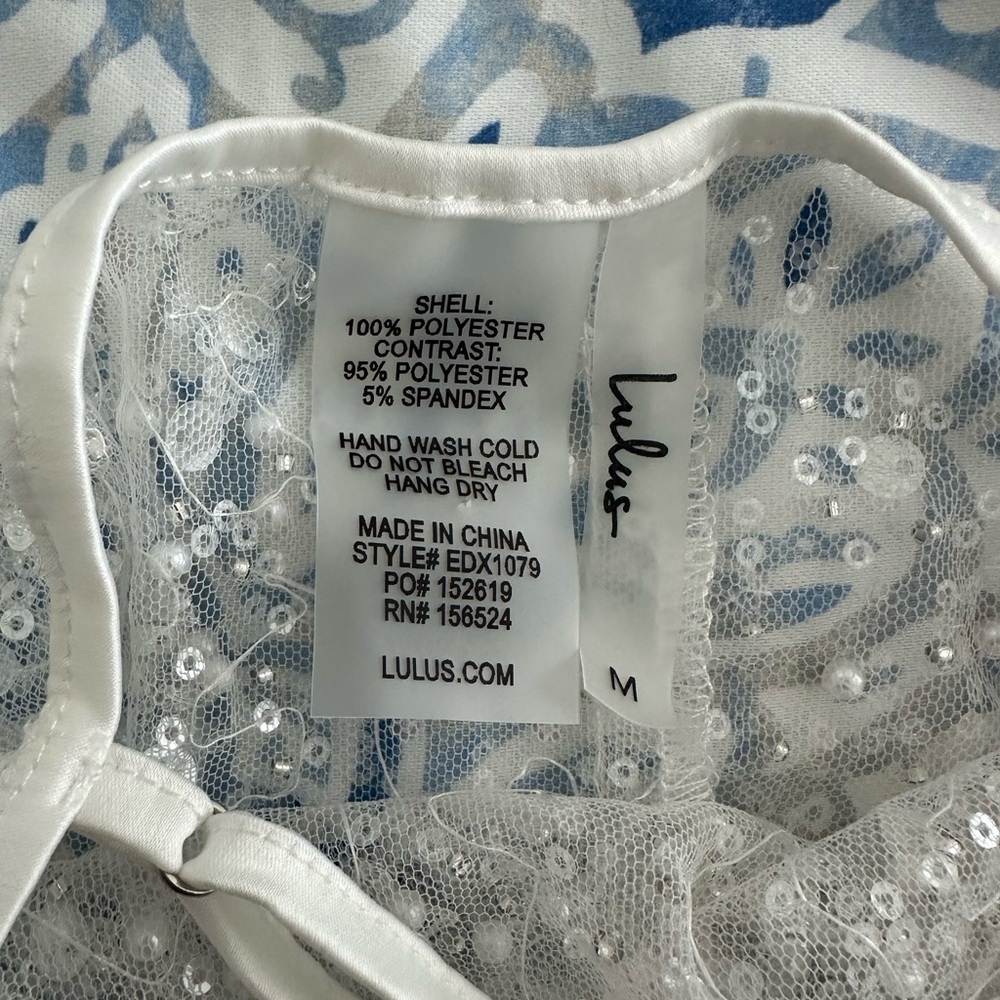Lulu's Seaside Shining White Mesh Sequin Pearl Sheer Maxi Swim Cover-Up - Picture 3 of 6